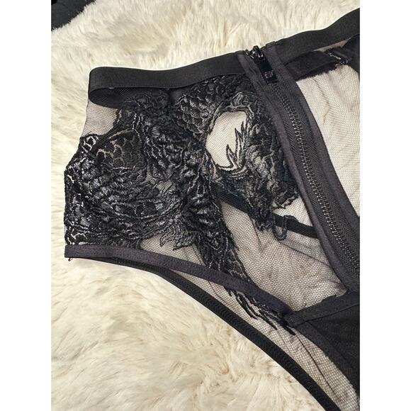Honey Birdette LISBETH🖤🐉 Black Dragon High Waist Brief XS - Picture 3 of 5